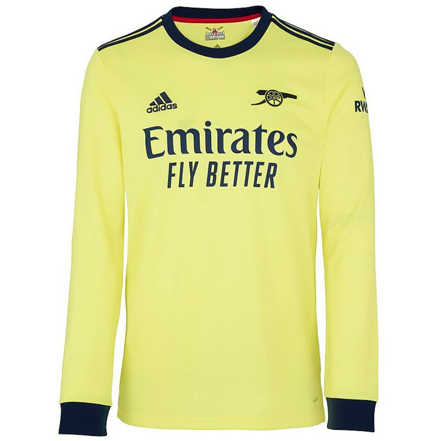 2021/22 Arsenal Long Sleeve Away Yellow Soccer Jersey Shirt